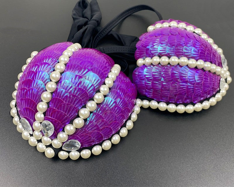 Mermaid Sequined Shell Mermaid Bikini Top Bra
