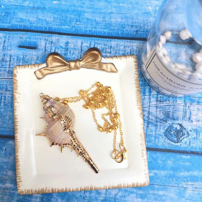 Handmade Aquamarine SeaShell Marine Necklace and Earrings