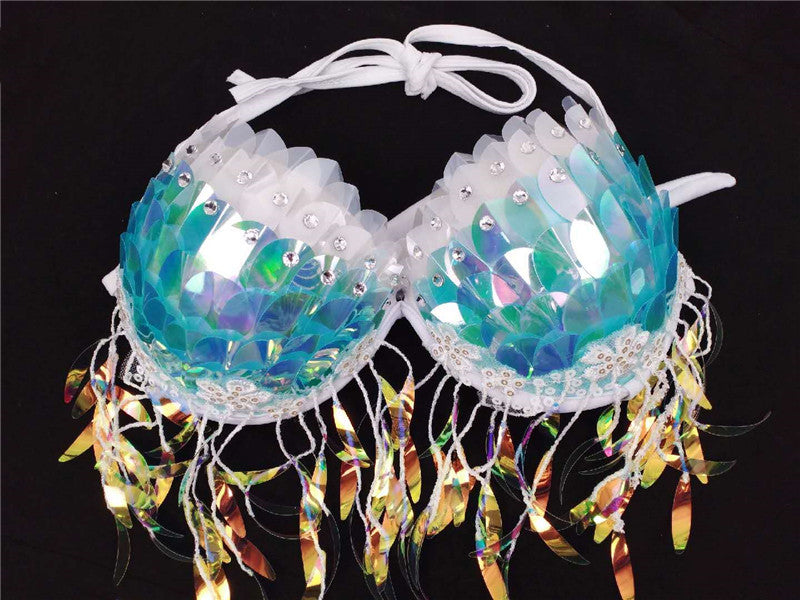 Mermaid Sequined Shell Mermaid Bikini Top Bra