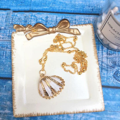 Handmade Aquamarine SeaShell Marine Necklace and Earrings