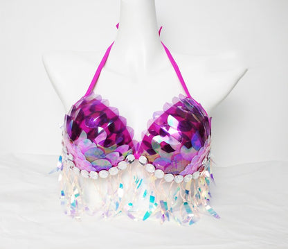 Mermaid Sequined Shell Mermaid Bikini Top Bra