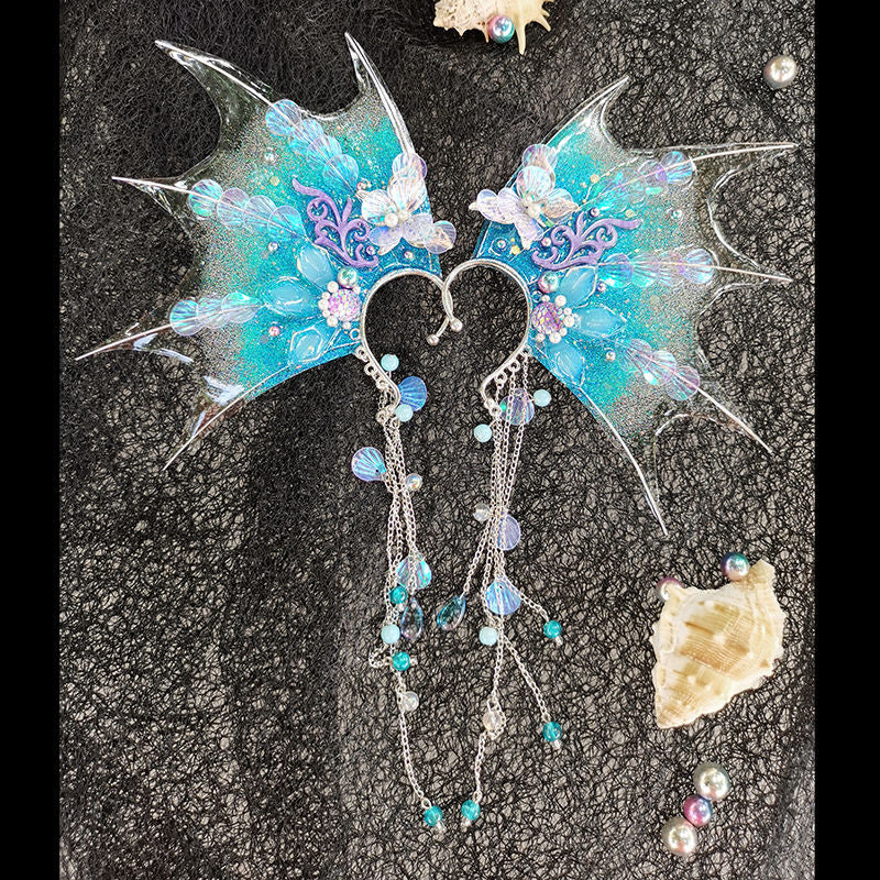 Mermaid Earrings Scale Sequins Ear Hanging Props