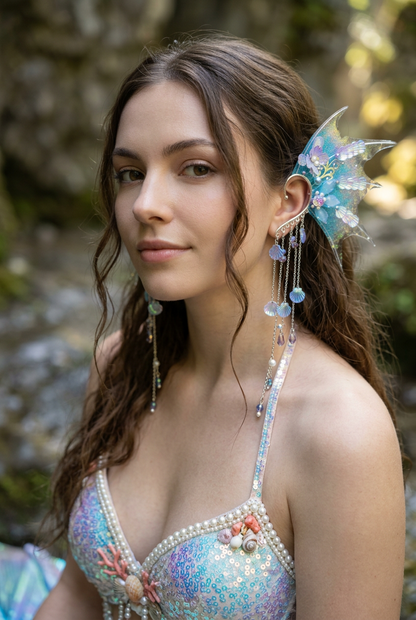 Mermaid Earrings Scale Sequins Ear Hanging Props