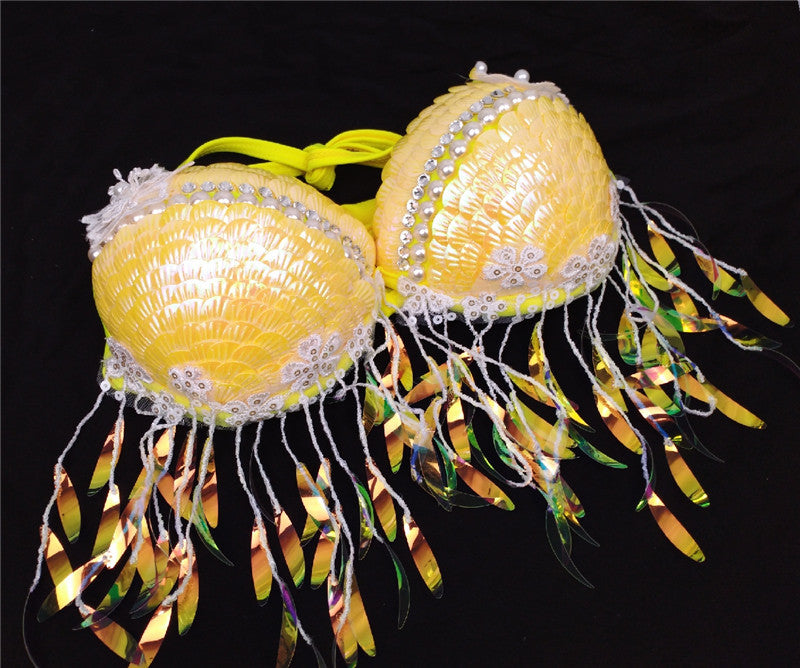 Mermaid Sequined Shell Mermaid Bikini Top Bra