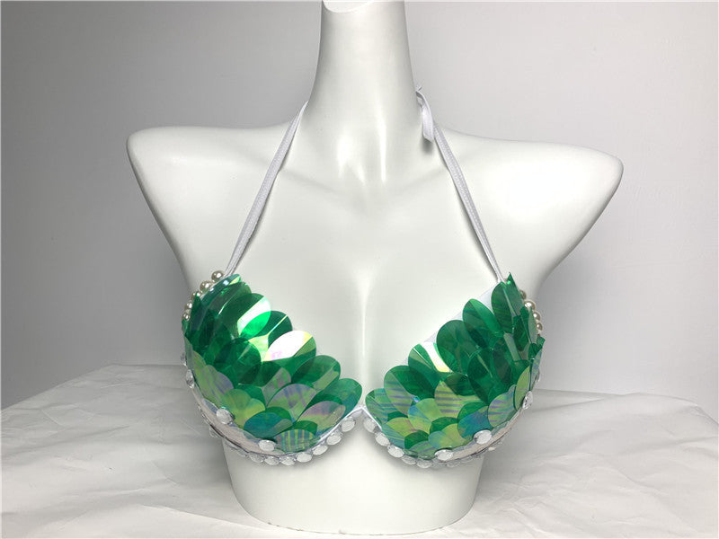 Mermaid Sequined Shell Mermaid Bikini Top Bra