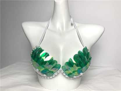 Mermaid Sequined Shell Mermaid Bikini Top Bra