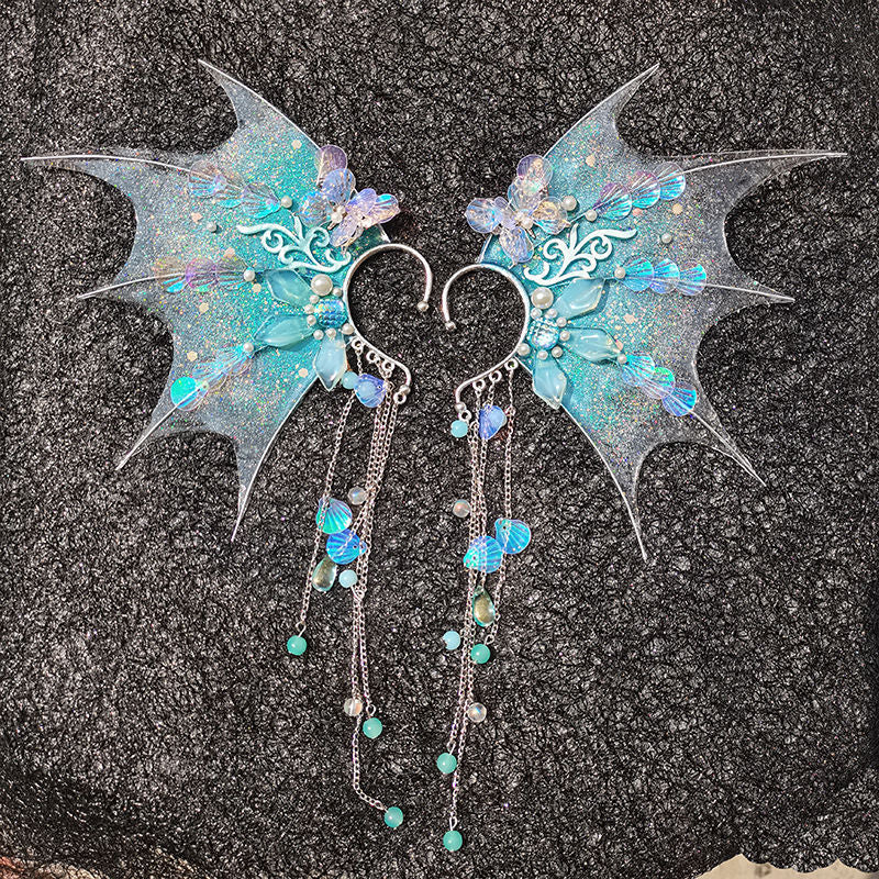 Mermaid Earrings Scale Sequins Ear Hanging Props