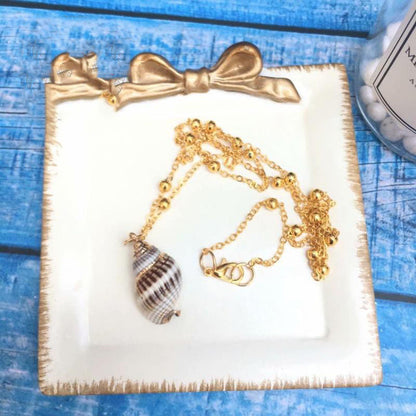 Handmade Aquamarine SeaShell Marine Necklace and Earrings