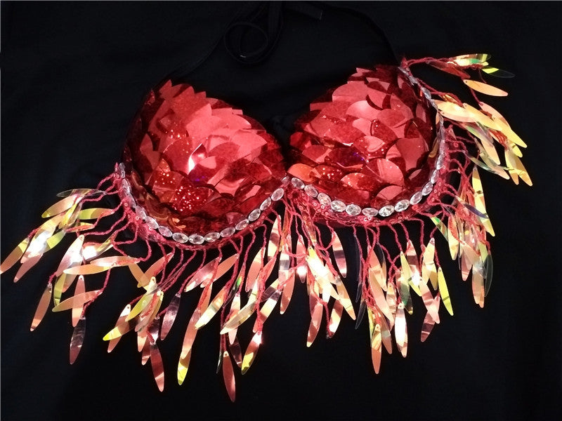 Mermaid Sequined Shell Mermaid Bikini Top Bra