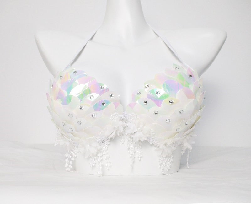 Mermaid Sequined Shell Mermaid Bikini Top Bra