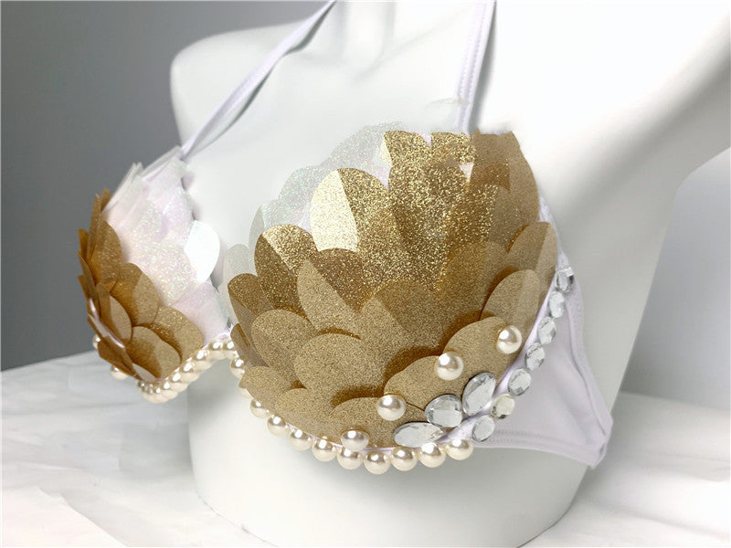 Mermaid Sequined Shell Mermaid Bikini Top Bra