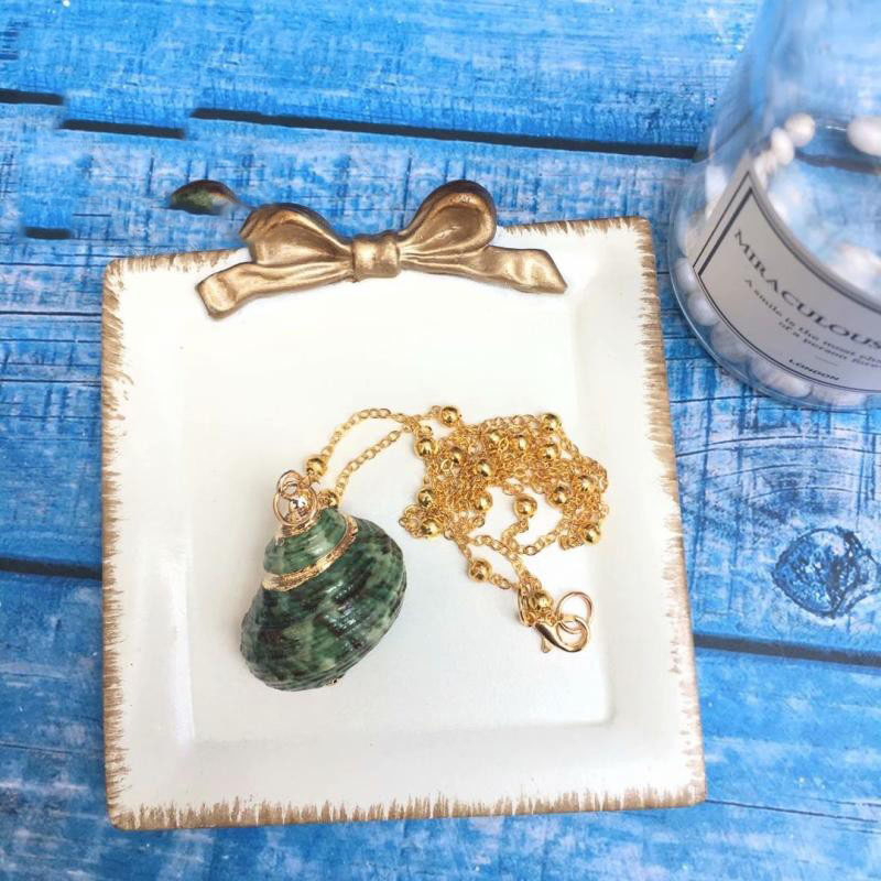 Handmade Aquamarine SeaShell Marine Necklace and Earrings
