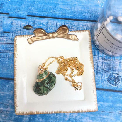 Handmade Aquamarine SeaShell Marine Necklace and Earrings