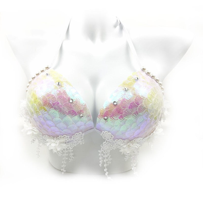 Mermaid Sequined Shell Mermaid Bikini Top Bra