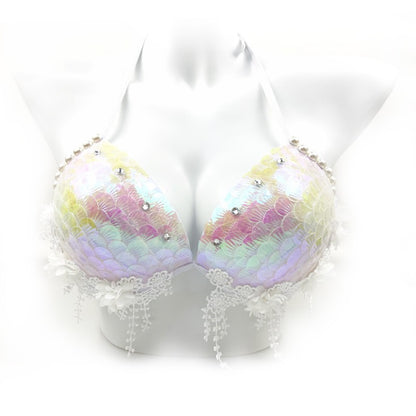 Mermaid Sequined Shell Mermaid Bikini Top Bra