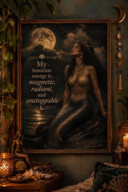 Vintage Mermaid Wall Art Print – Dark Ocean Siren Poster, Gothic Nautical Decor, Mermaidcore Wall Art, Vintage Sea Artwork (Copy 6)