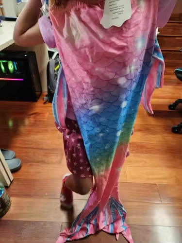 Girls Swimming Mermaid Tail Little Mermaid Costume Halloween Cosplay Swimsuit Bikini Set for Girls With Monofin Fin