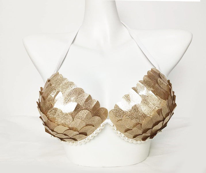 Mermaid Sequined Shell Mermaid Bikini Top Bra