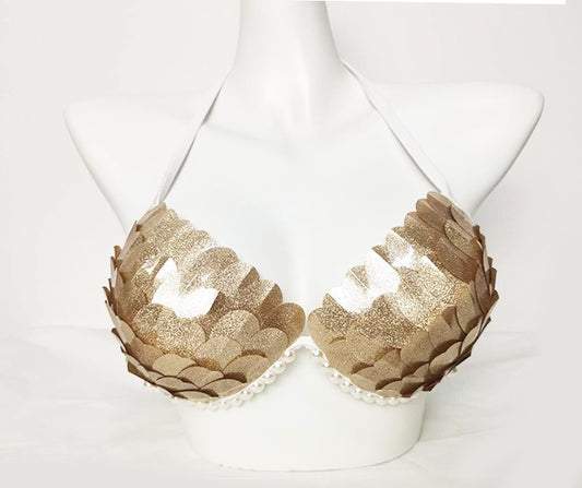 Mermaid Sequined Shell Mermaid Bikini Top Bra