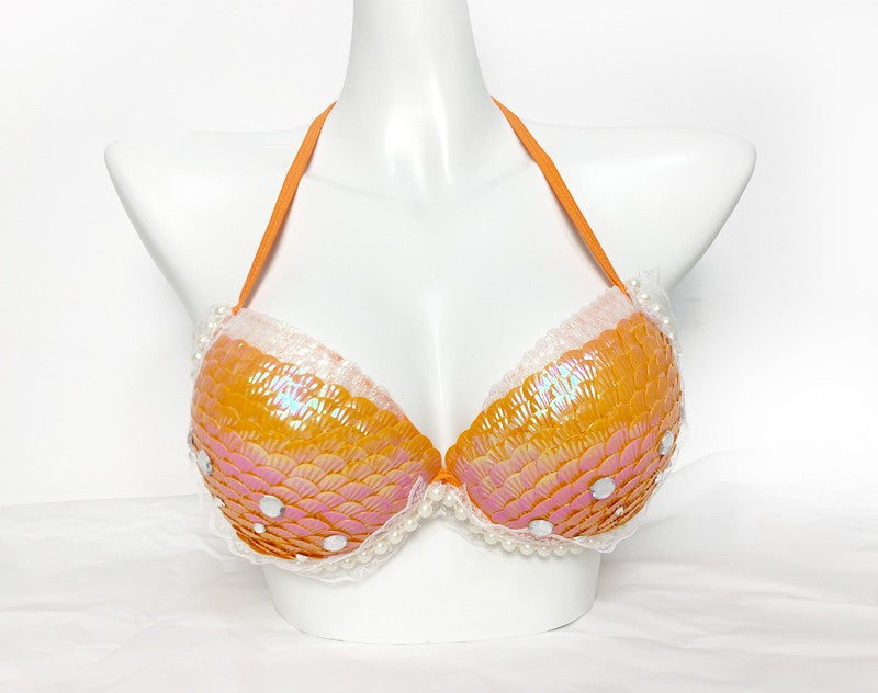 Mermaid Sequined Shell Mermaid Bikini Top Bra
