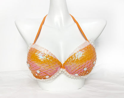 Mermaid Sequined Shell Mermaid Bikini Top Bra