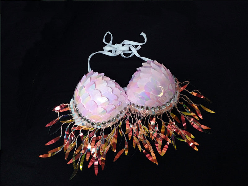 Mermaid Sequined Shell Mermaid Bikini Top Bra