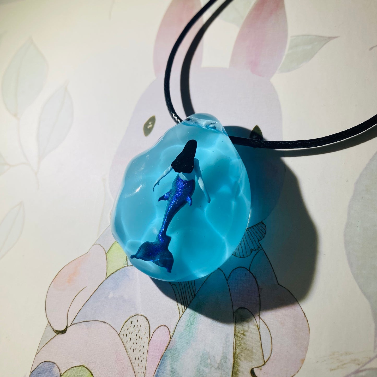 Handmade Resin Mermaid Drop Luminous Pendant Mermaid Necklace