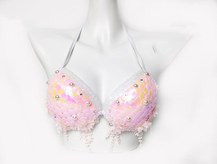 Mermaid Sequined Shell Mermaid Bikini Top Bra