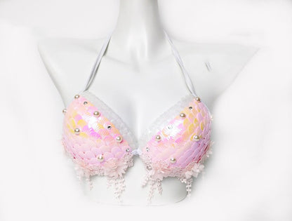 Mermaid Sequined Shell Mermaid Bikini Top Bra