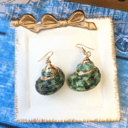 Handmade Aquamarine SeaShell Marine Necklace and Earrings