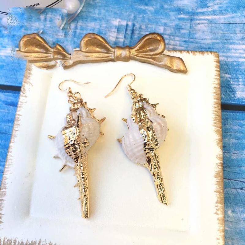 Handmade Aquamarine SeaShell Marine Necklace and Earrings